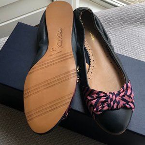 Brookbrothers leather flat size 7.5 true navy new with box